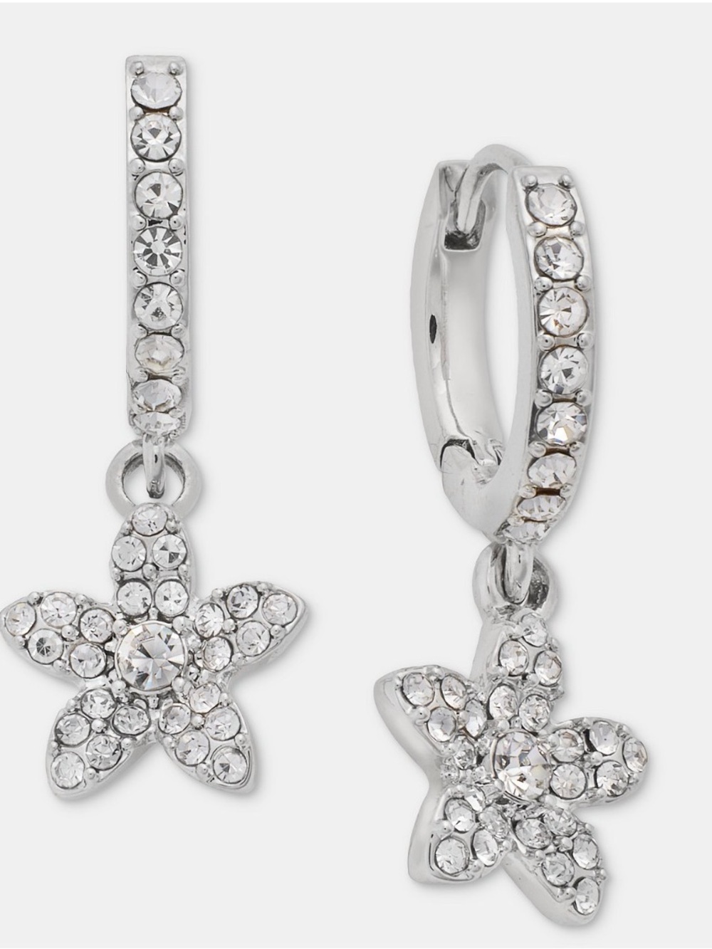 NWT! Givenchy Crystal Flower Charm Huggie Hoop Earrings - Picture 3 of 10